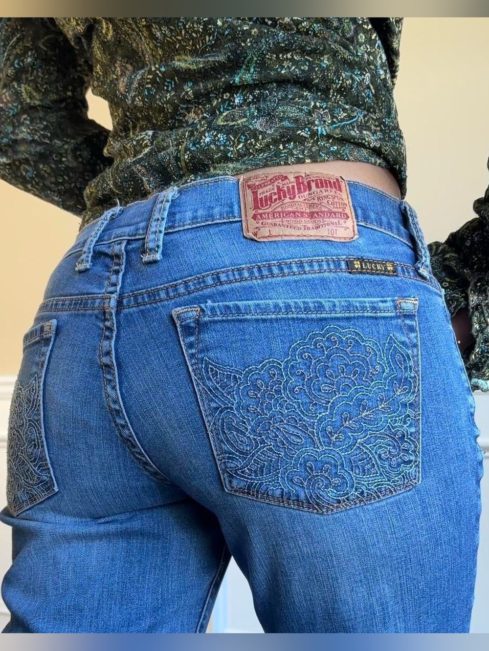 Lucky Brand Floral Embroidered Jeans